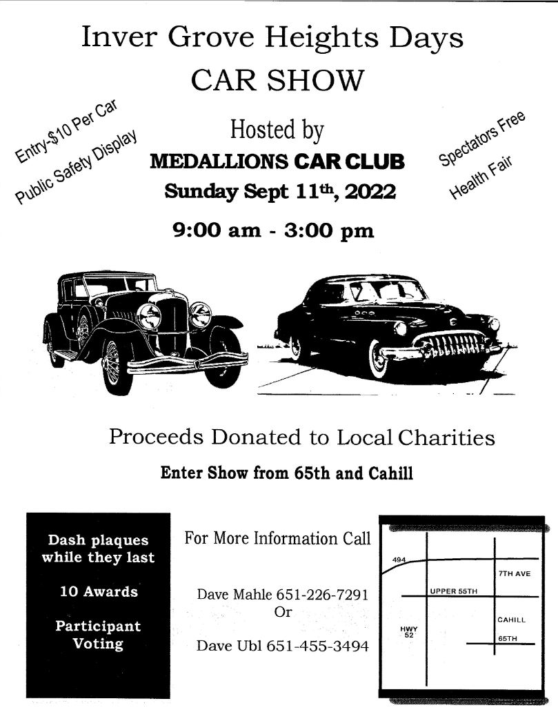 Inver Grove Heights Days Car Show Minnesota Car Club Association